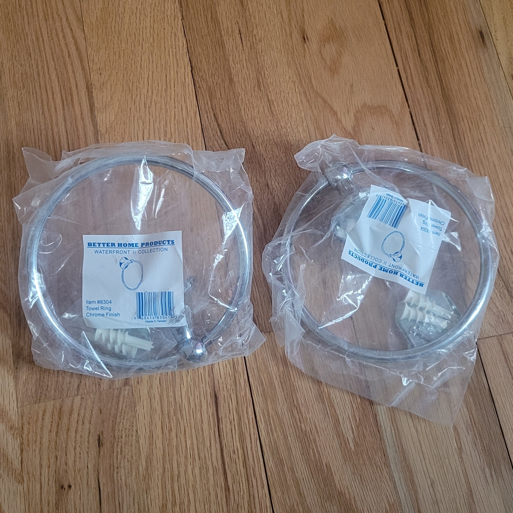 New - 2x Towel Rings - Chrome